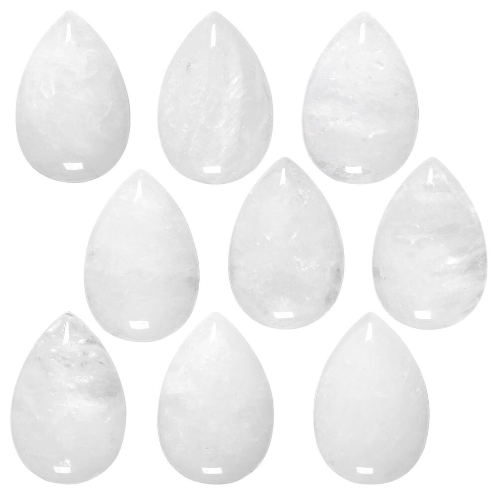 9718 10 PCS Rock Crystal Teardrop Cabochons Flatback Stone Healing Crystal